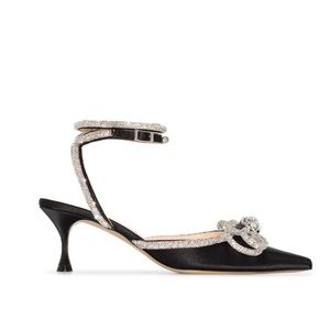 MACH & MACH Double Bow 65 mm Crystal Embellished Pumps